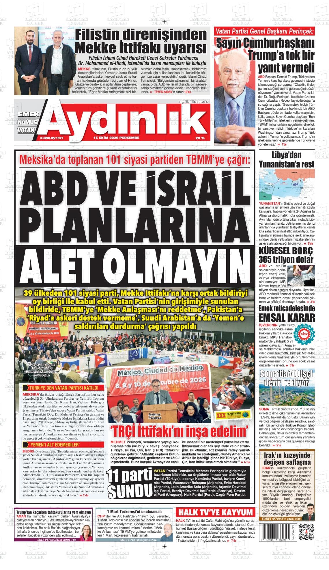 AYDINLIK gazetesi kapağı