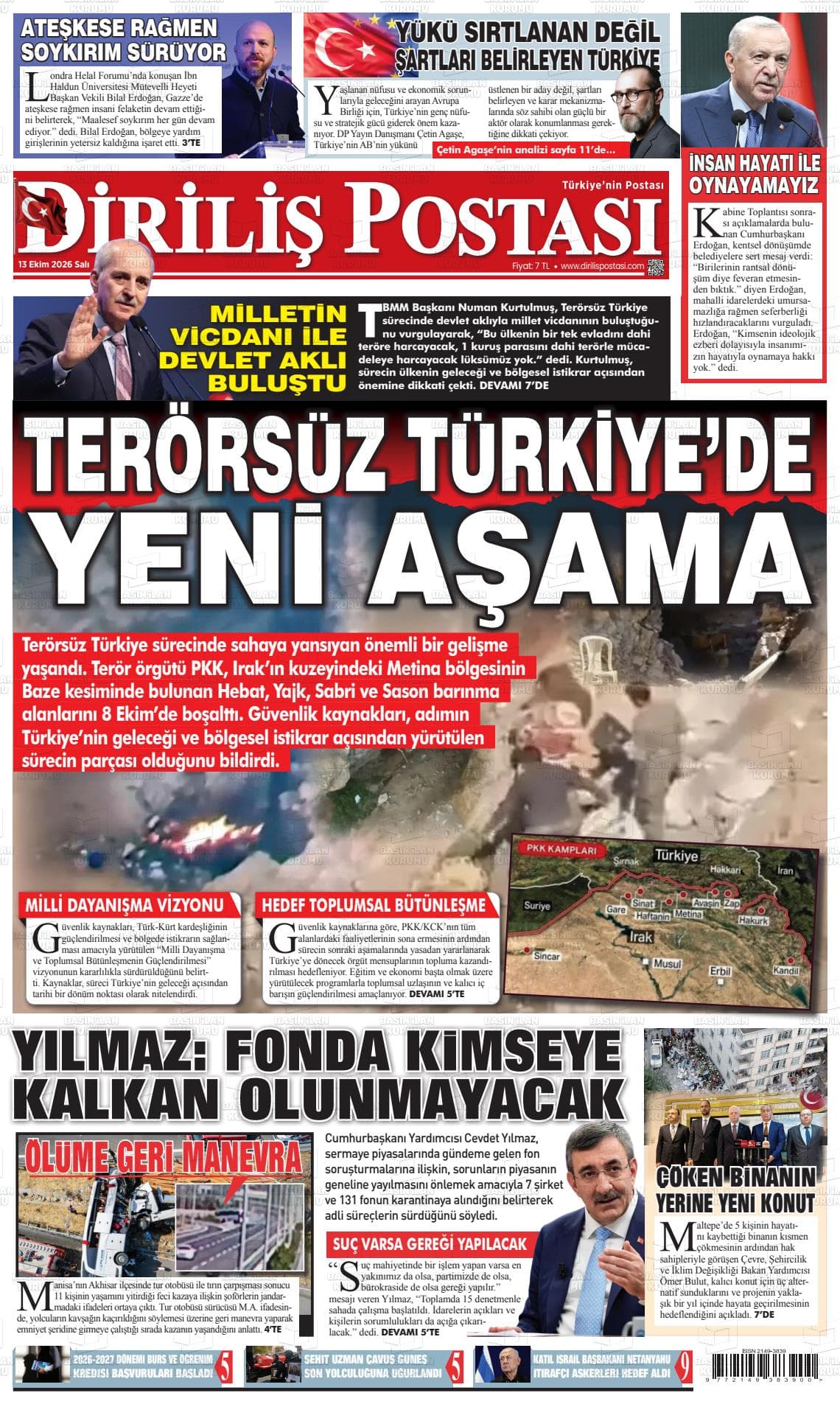 DİRİLİŞ POSTASI gazetesi kapağı