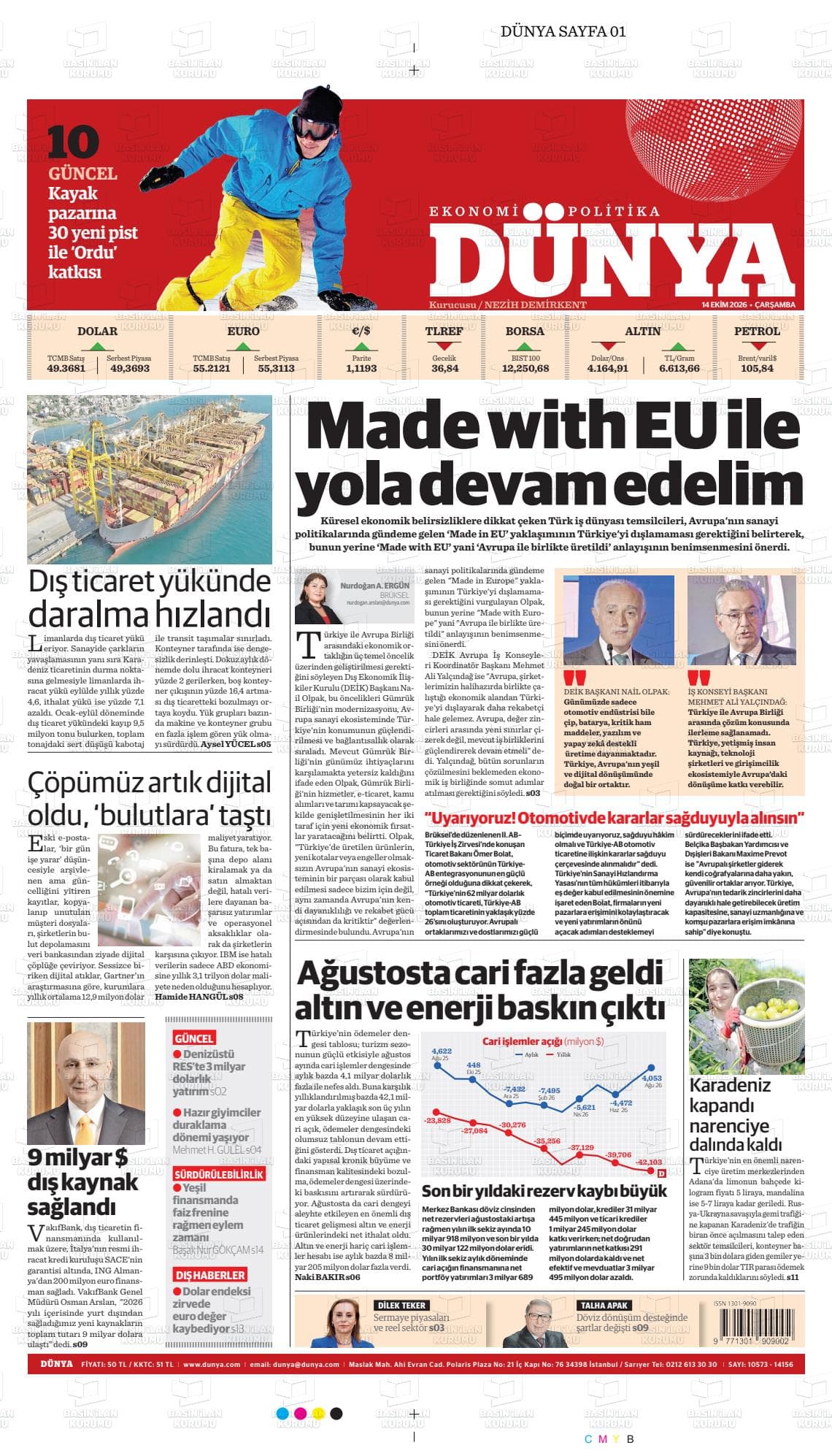 DÜNYA gazetesi kapağı