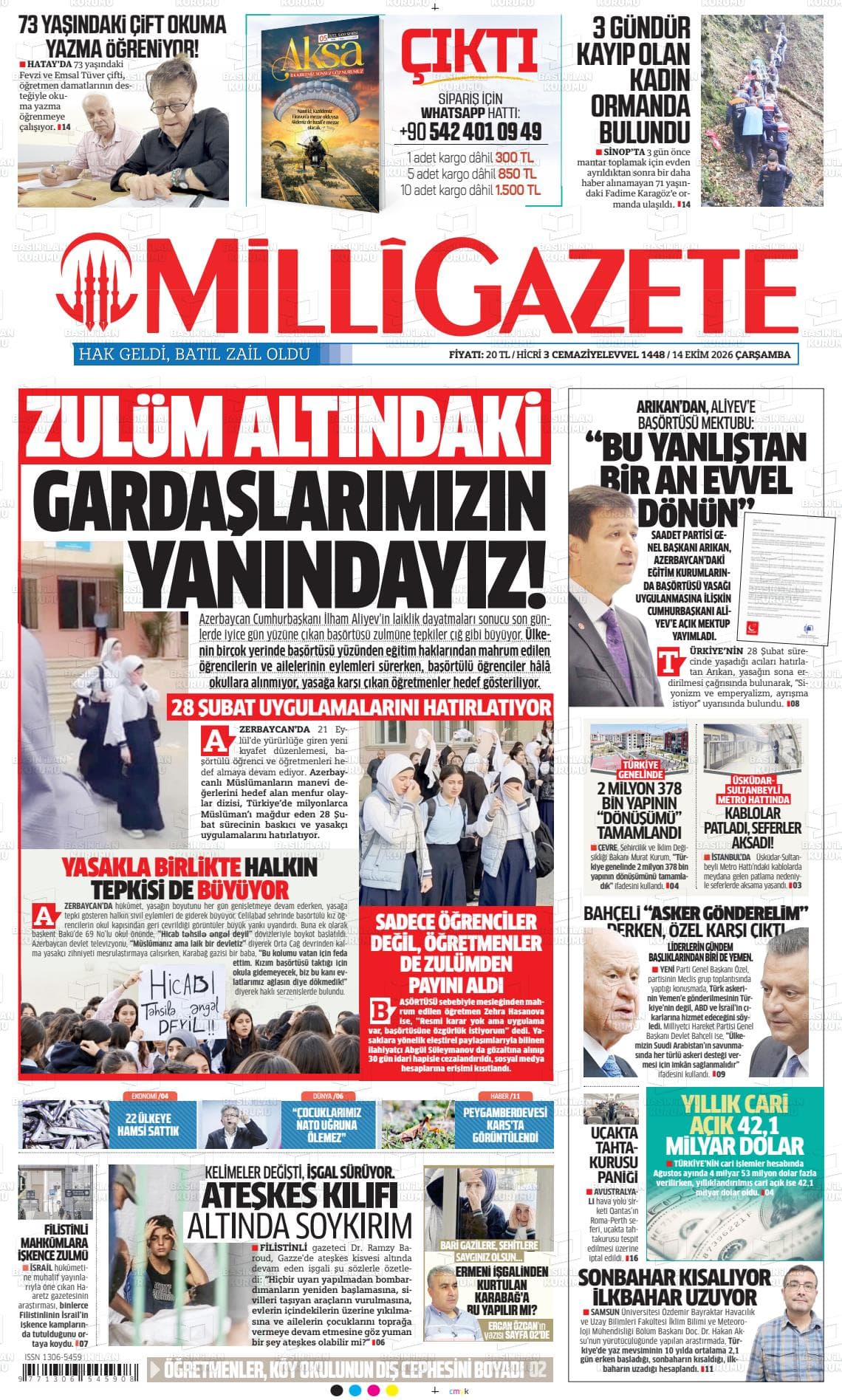 MİLLİ GAZETE gazetesi kapağı