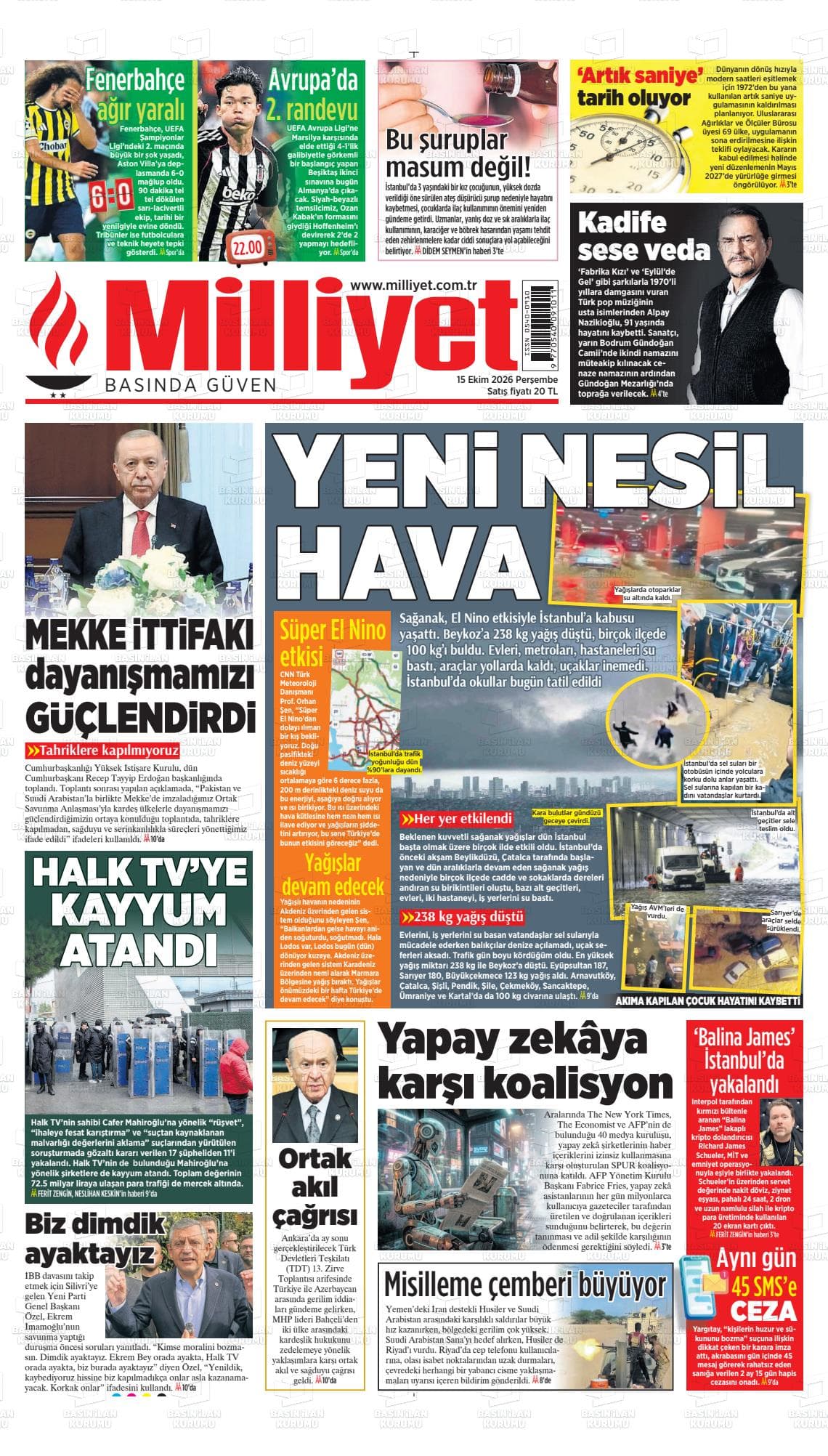 MİLLİYET gazetesi kapağı