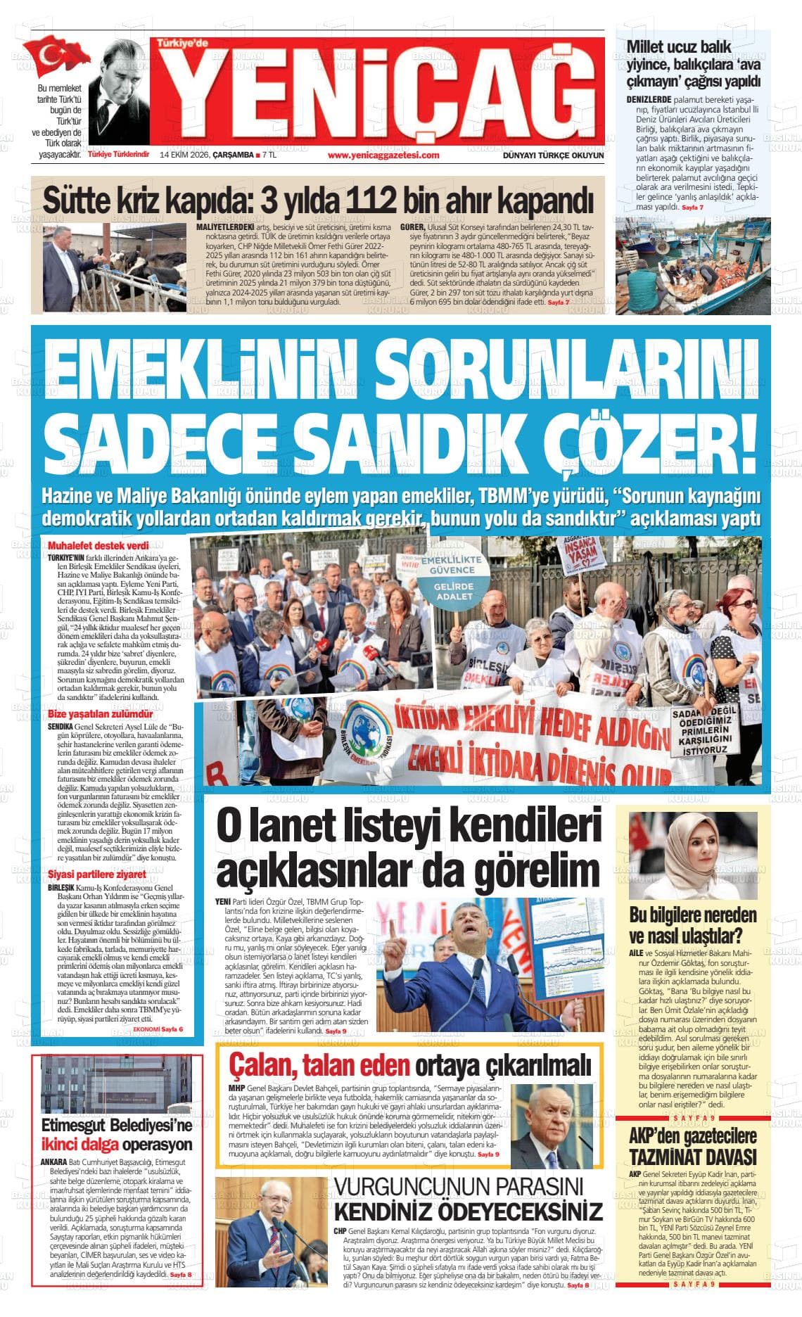 YENİÇAĞ gazetesi kapağı