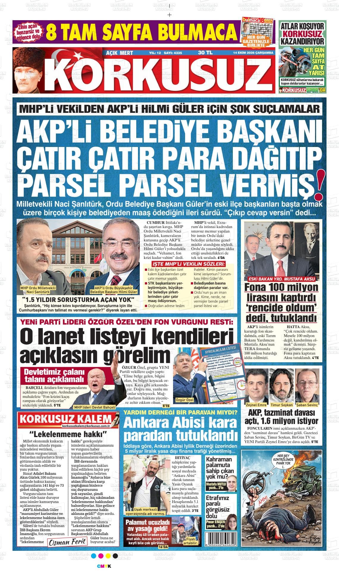 AÇIK MERT KORKUSUZ gazetesi kapağı