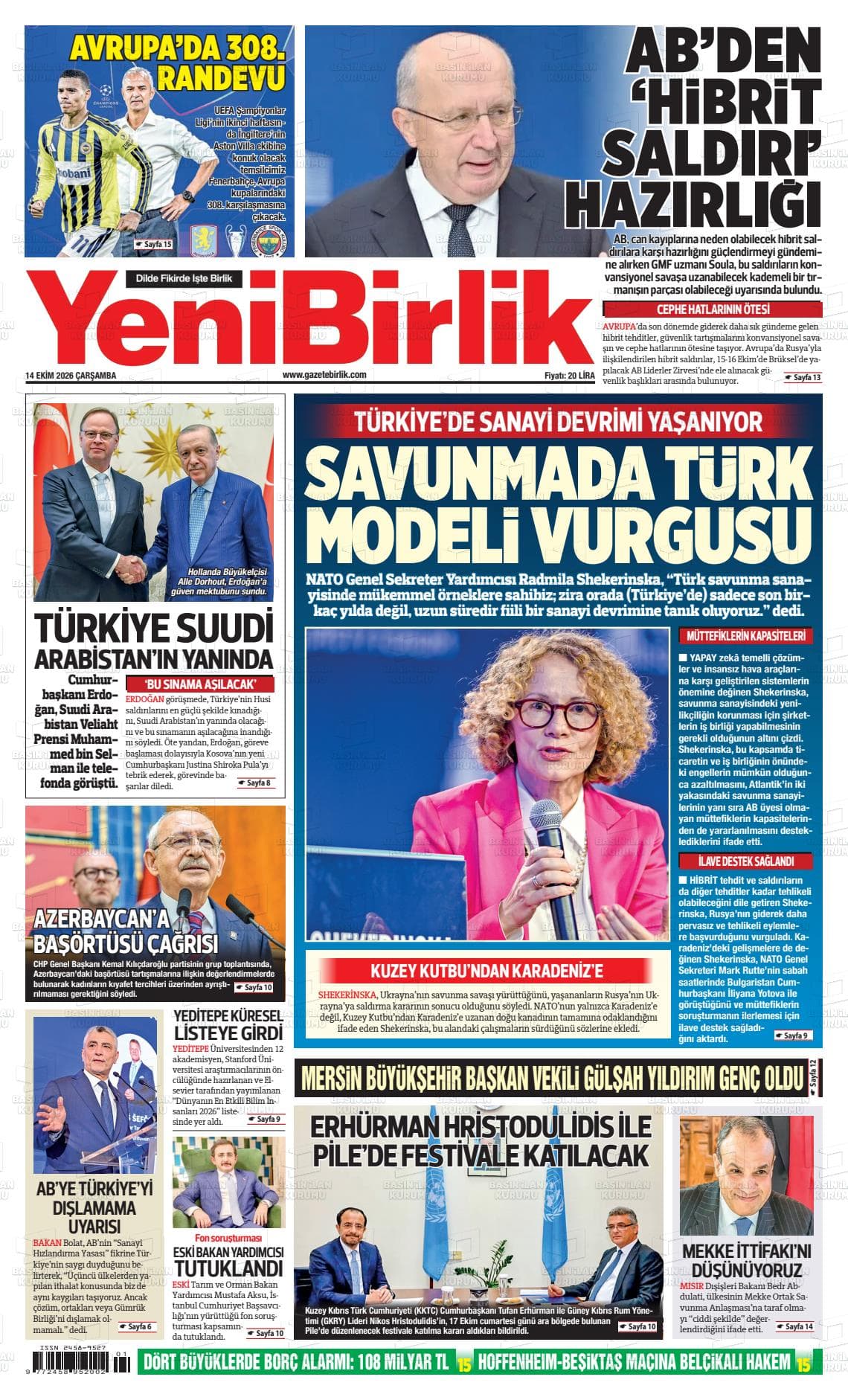 YENİ BİRLİK gazetesi kapağı